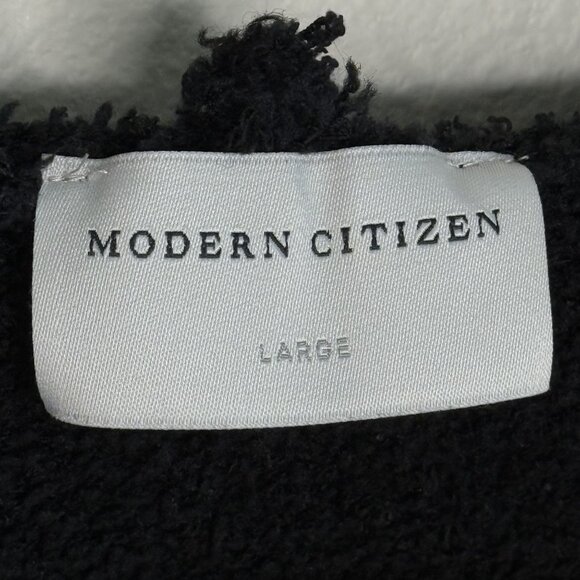 Modern Citizen Black Hooded Cropped Textured Sweater, L - Picture 5 of 7